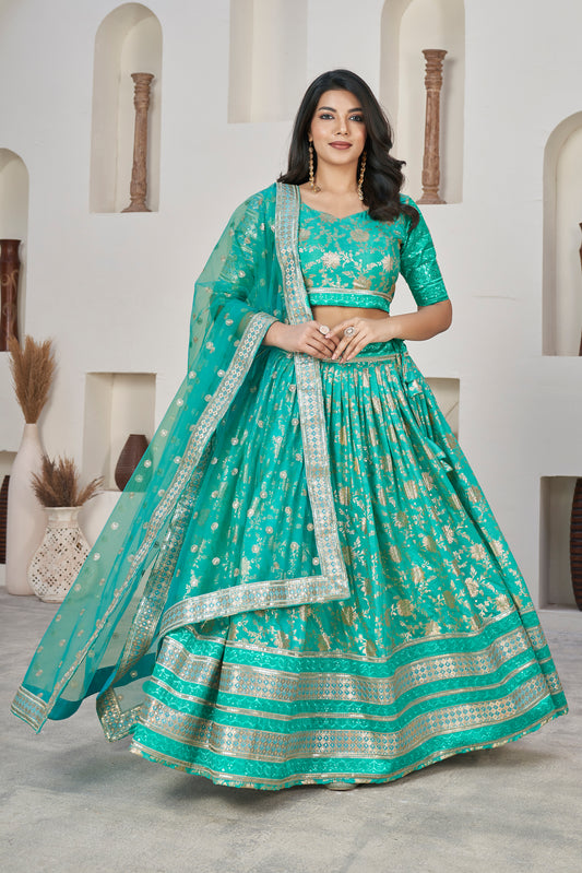 Sea Green Wedding Wear Lehenga Set