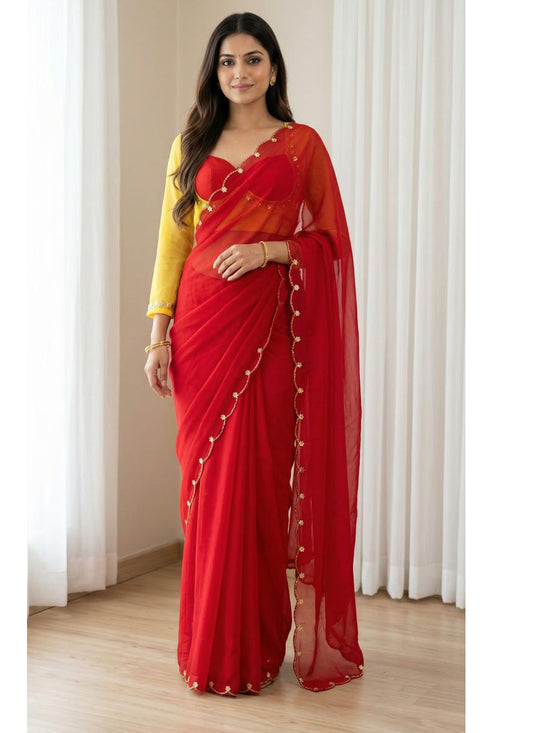 NEW COLOR SABHYASACHI INSPIRE DESIGNER MADHUBALA BLOUSE WITH SAREE