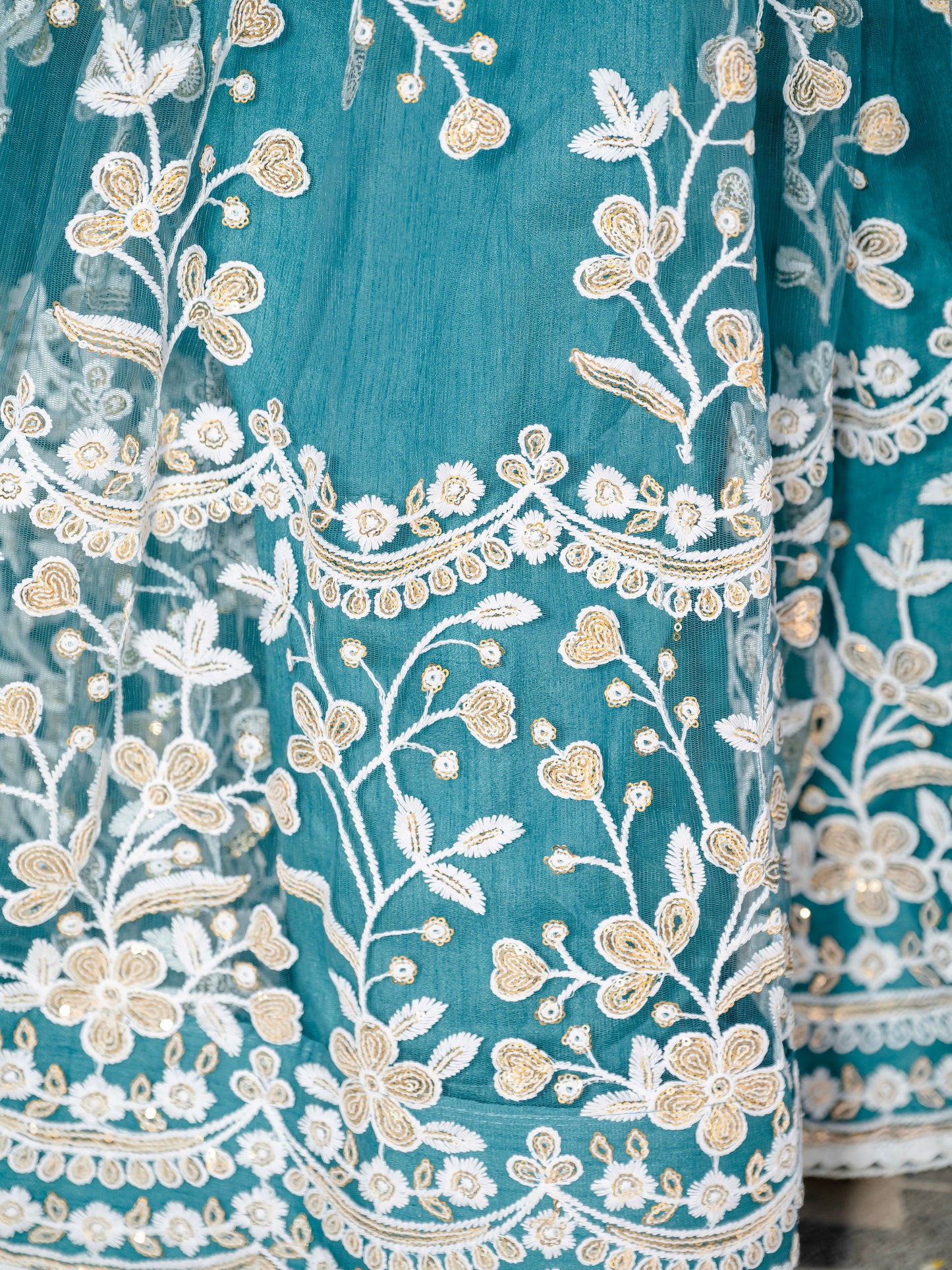 Grey Embroidered Party Wear Lehenga Set