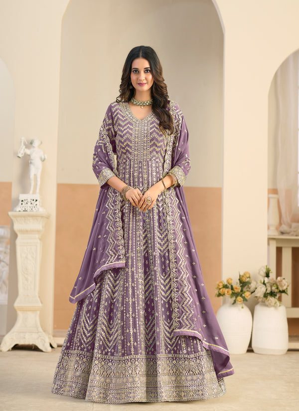 Georgette Havey Party wear gown purple colour