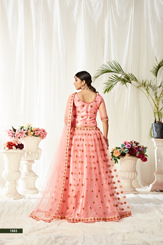 PINK DESIGNER PARTY WEAR LOOK HEAVY LEHENGA CHOLI WITH DUPATTA