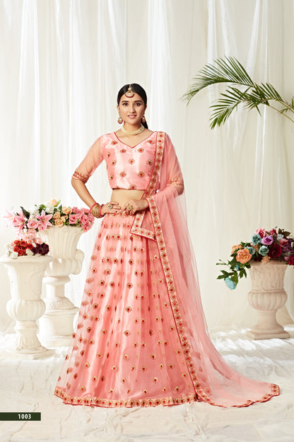 PINK DESIGNER PARTY WEAR LOOK HEAVY LEHENGA CHOLI WITH DUPATTA