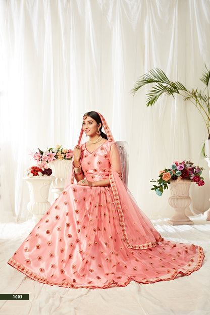 PINK DESIGNER PARTY WEAR LOOK HEAVY LEHENGA CHOLI WITH DUPATTA