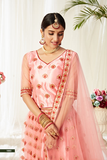 PINK DESIGNER PARTY WEAR LOOK HEAVY LEHENGA CHOLI WITH DUPATTA