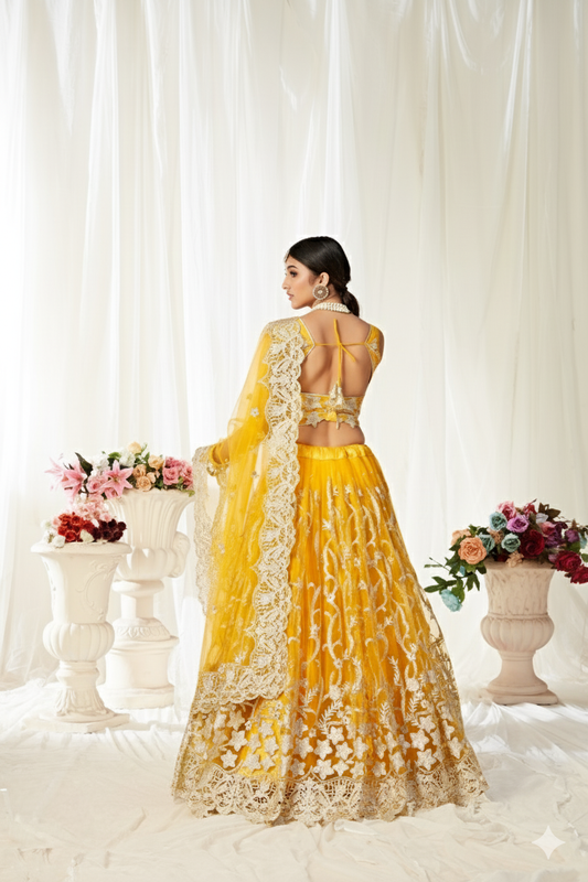 Marigold Majesty Embroidered Lehenga Set