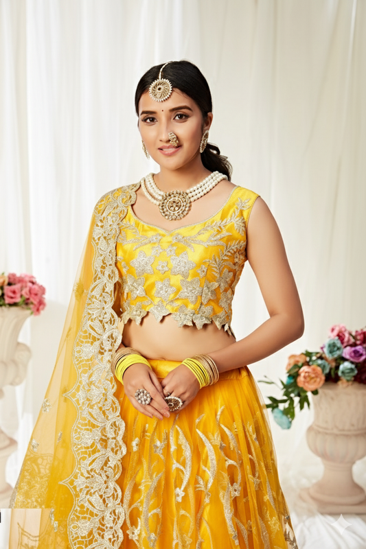Marigold Majesty Embroidered Lehenga Set