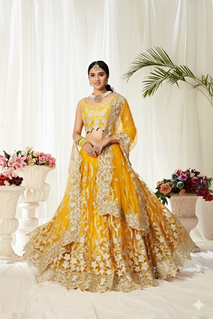 Marigold Majesty Embroidered Lehenga Set