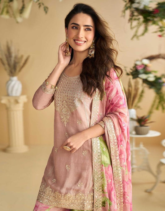 Beautifully Embroidered Stitched pinkDress