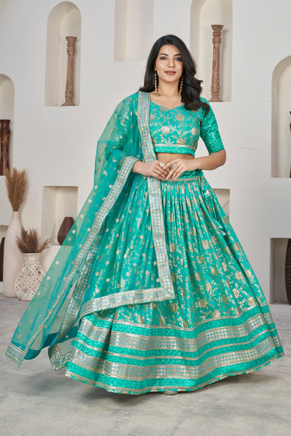 Sea Green Wedding Wear Lehenga Set