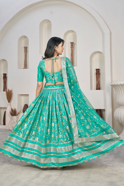 Sea Green Wedding Wear Lehenga Set