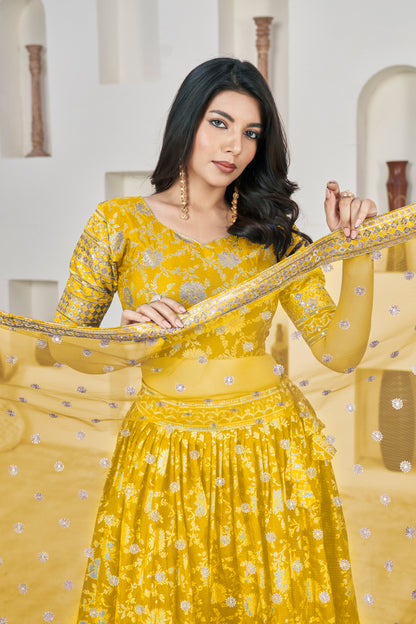 Blush Pink Floral Net Lehenga Choli