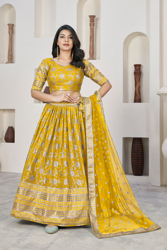 Blush Pink Floral Net Lehenga Choli
