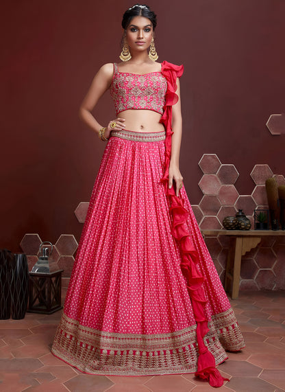 Pink Lehenga Digital Print and Heavy Embroidery with Savroski