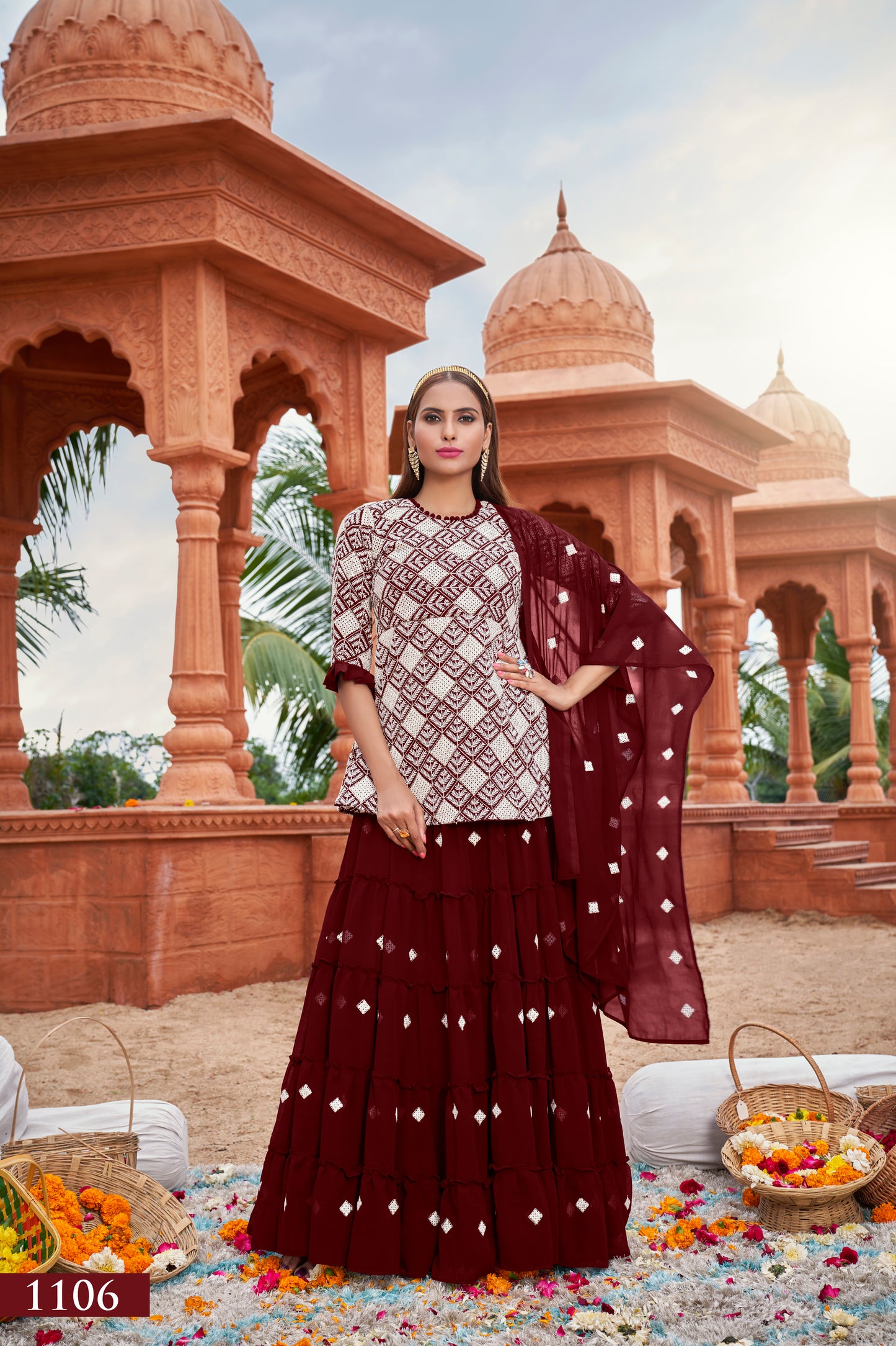 Noor Heritage Maroon Sharara