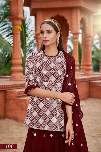Noor Heritage Maroon Sharara