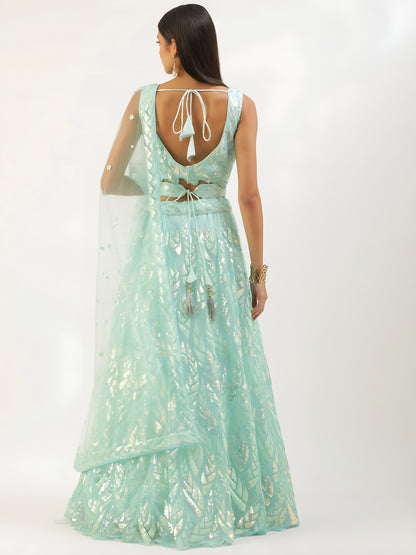 White Sequin Embroidered Lehenga Choli Set | Soft Net Wedding Outfit