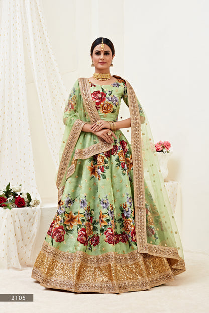 Mint Meadow Embellished Lehenga