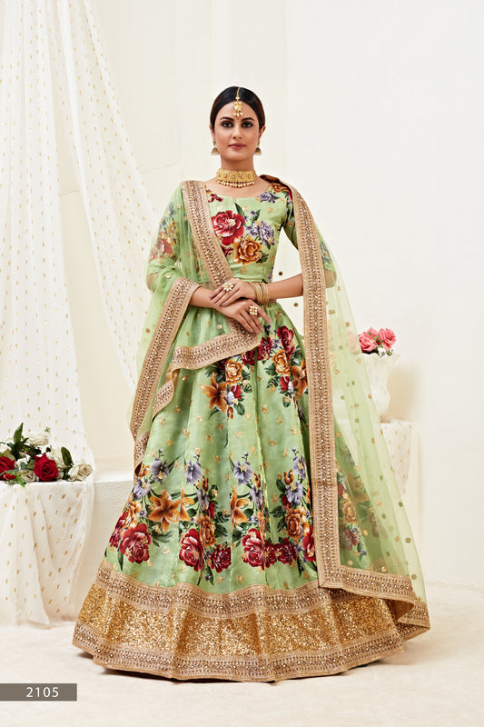 Mint Meadow Embellished Lehenga