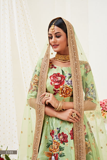 Mint Meadow Embellished Lehenga