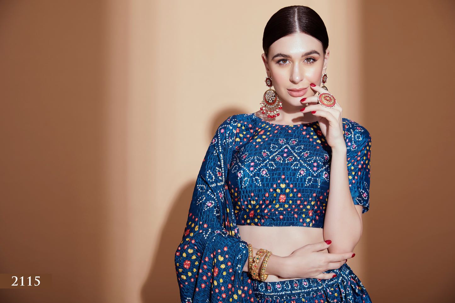 Navy Blue Mirror Work Designer Lehenga
