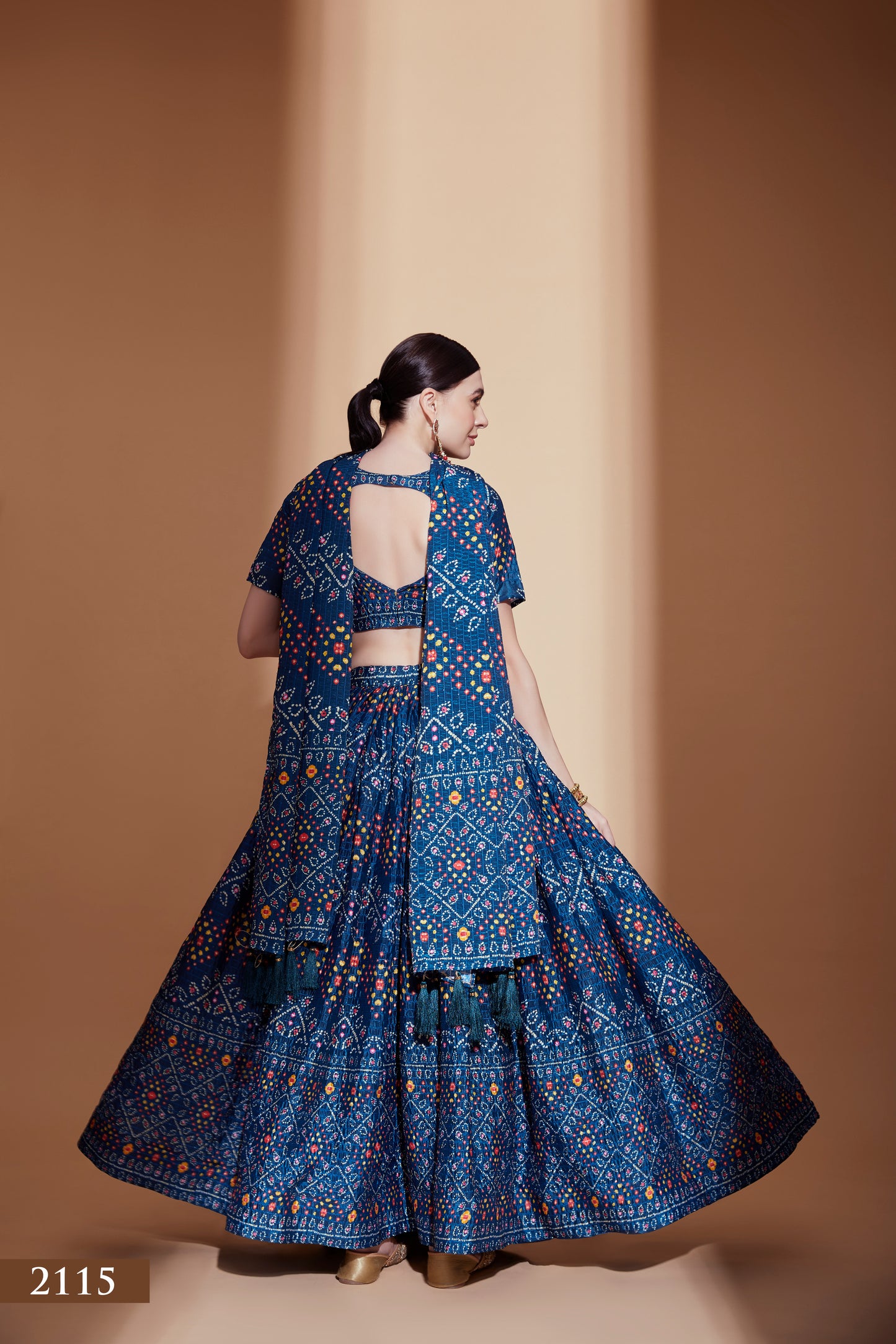 Navy Blue Mirror Work Designer Lehenga