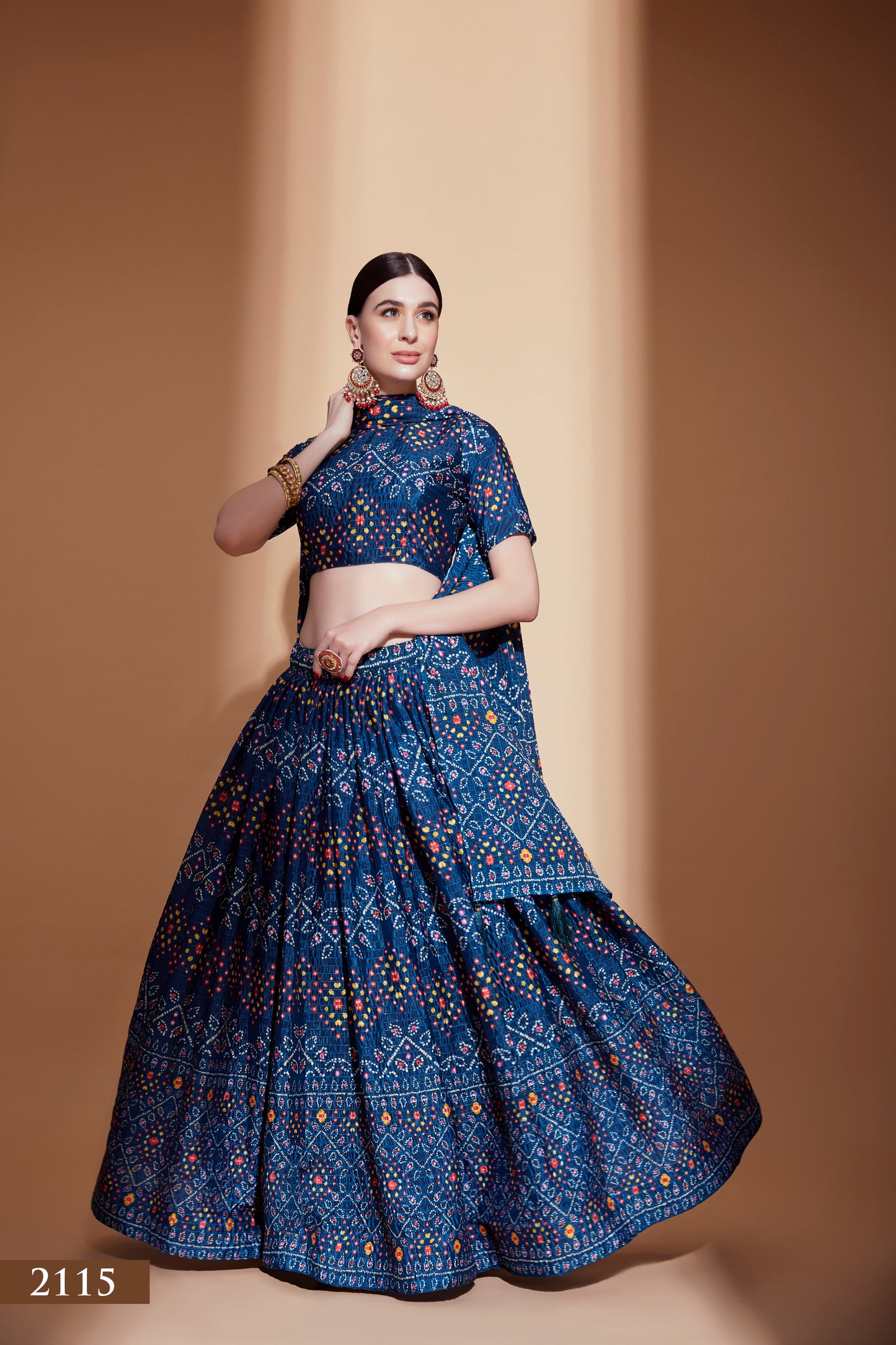Navy Blue Mirror Work Designer Lehenga