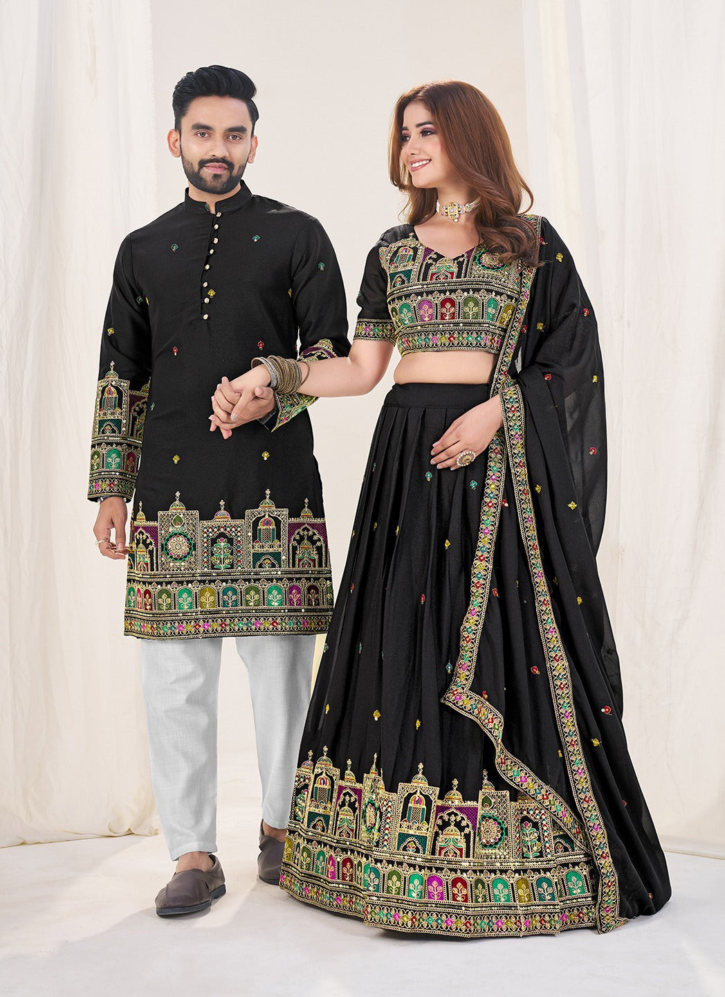 Men's Embroidered Lehenga & Matching Kurta Set