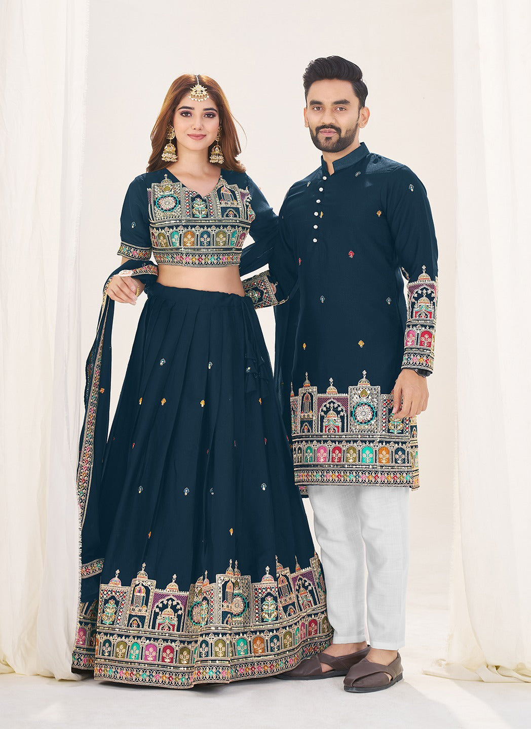 Men's Embroidered Lehenga & Matching Kurta Set