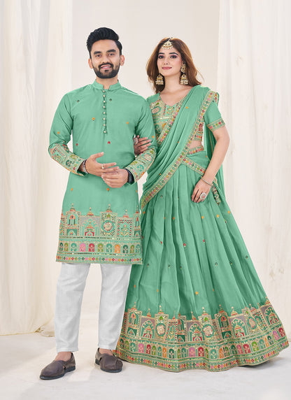 Men's Embroidered Lehenga & Matching Kurta Set