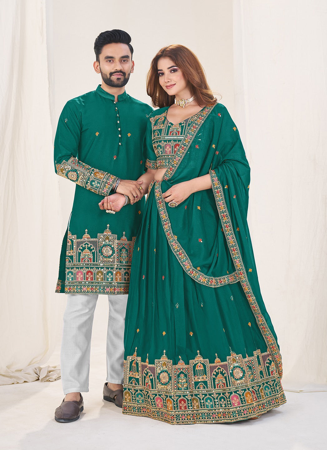 Men's Embroidered Lehenga & Matching Kurta Set