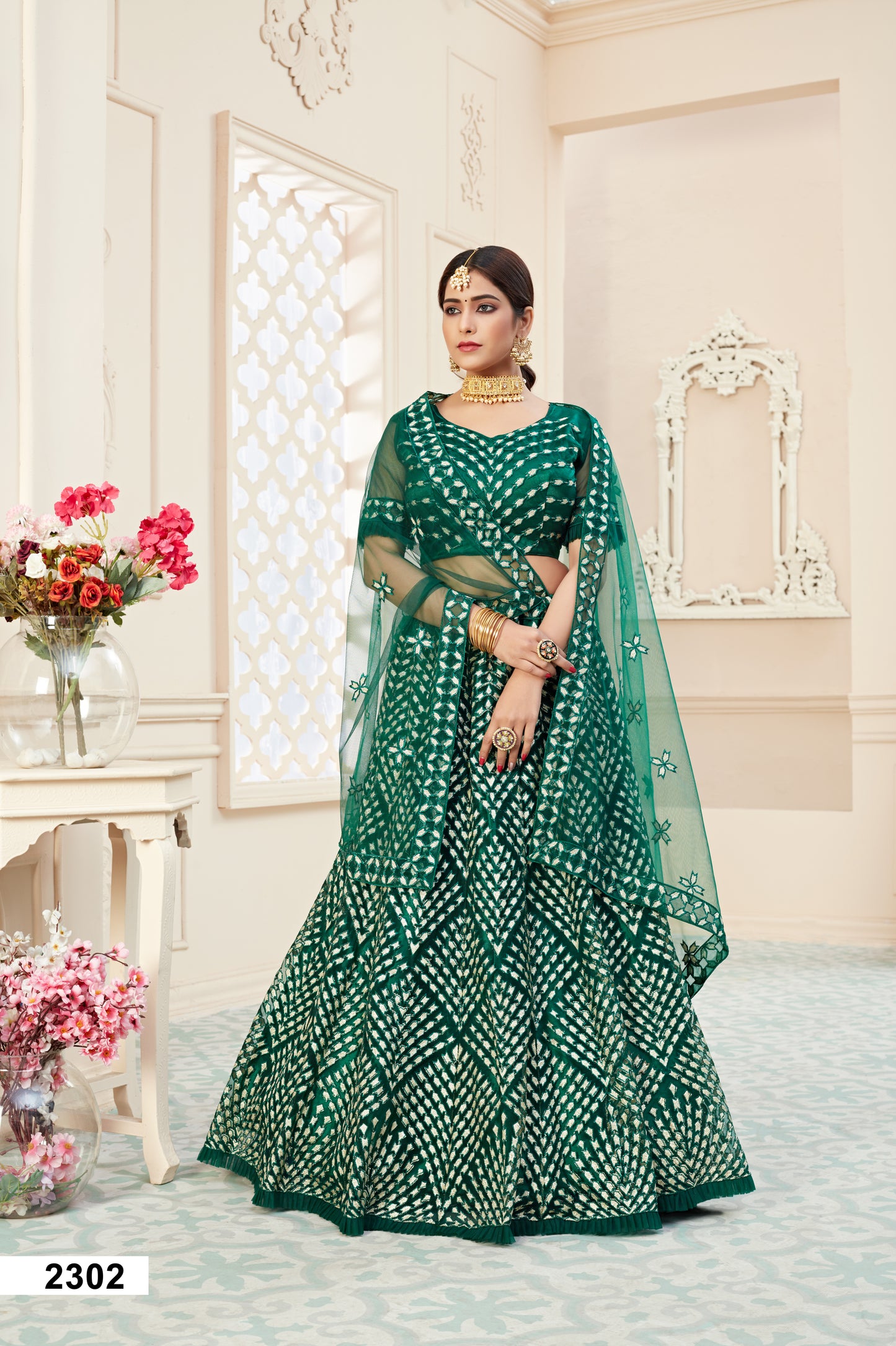 Premium Emerald Party Wear Lehenga Choli