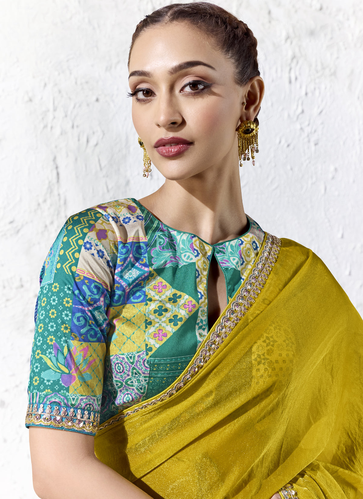 Mustard Premium Organza Silk Wedding Wear Saree