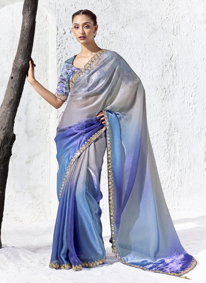 Multicolored Premium Organza Silk Wedding Wear Saree
