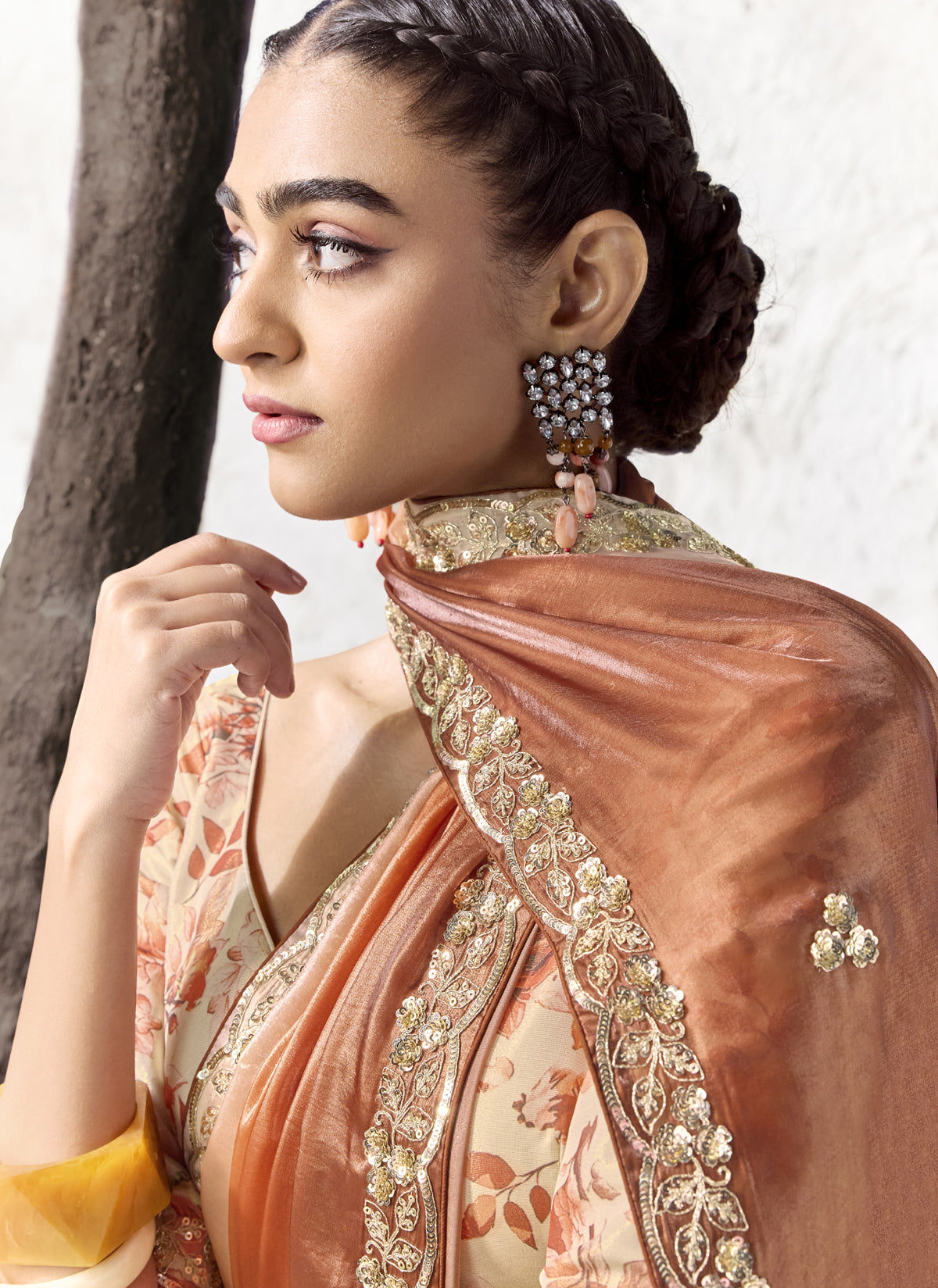 Orange Premium Organza Silk Wedding Wear Saree