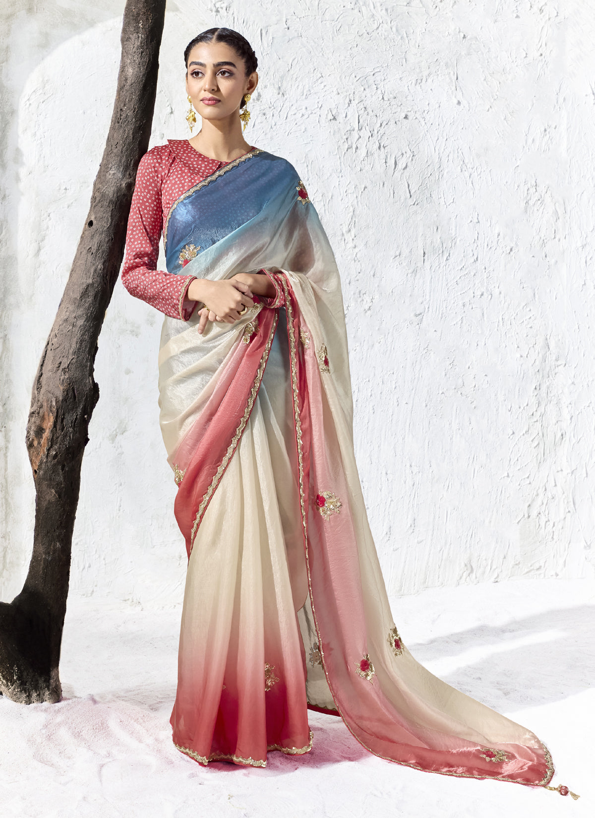 Multicolored Premium Organza Silk Wedding Wear Saree