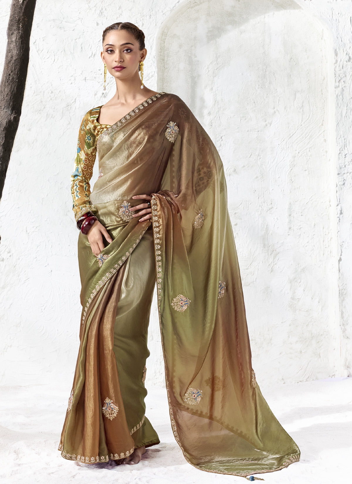 Multicolored Premium Organza Silk Wedding Wear Saree