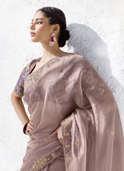 Lilac Premium Organza Silk Wedding Wear Saree (Copy)