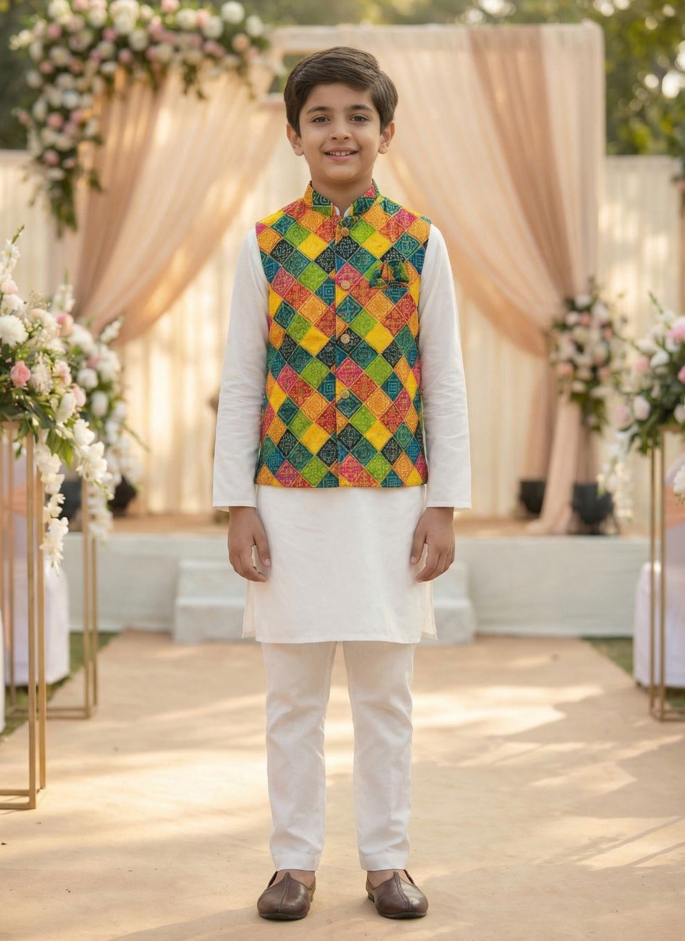 party wear Kurta Koti Pyjama set kids wear