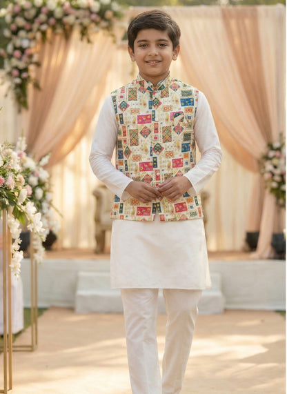 party wear Kurta Koti Pyjama set kids wear