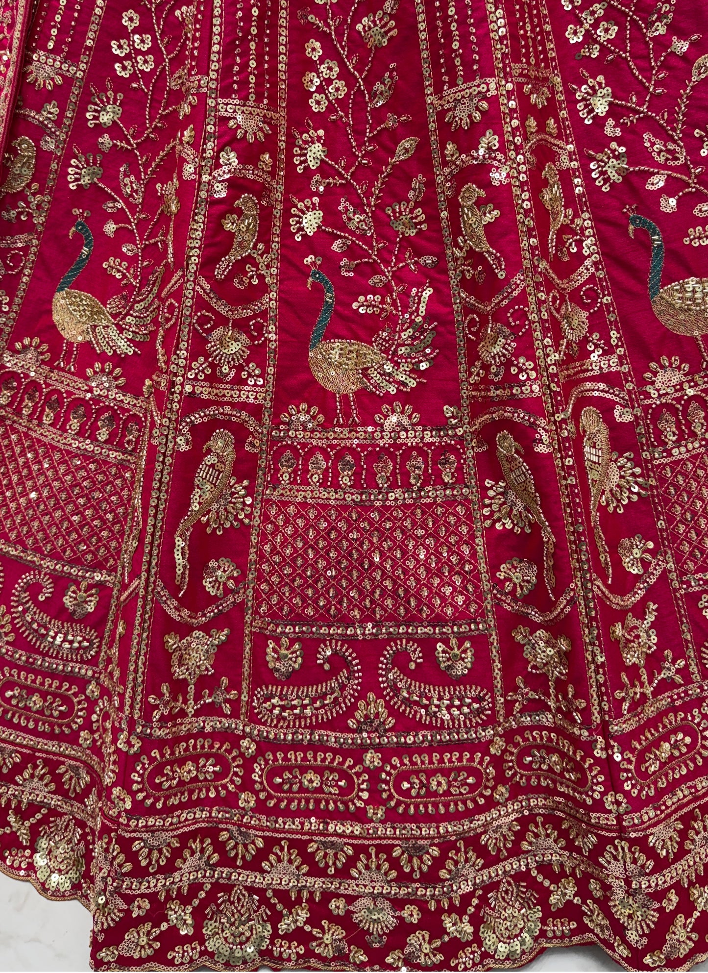 Lehenga choli Pink colour  double dupatta combine peacock hand work designer