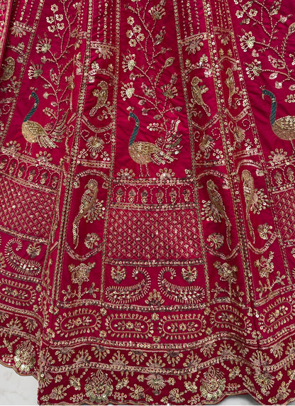 Lehenga choli Pink colour  double dupatta combine peacock hand work designer