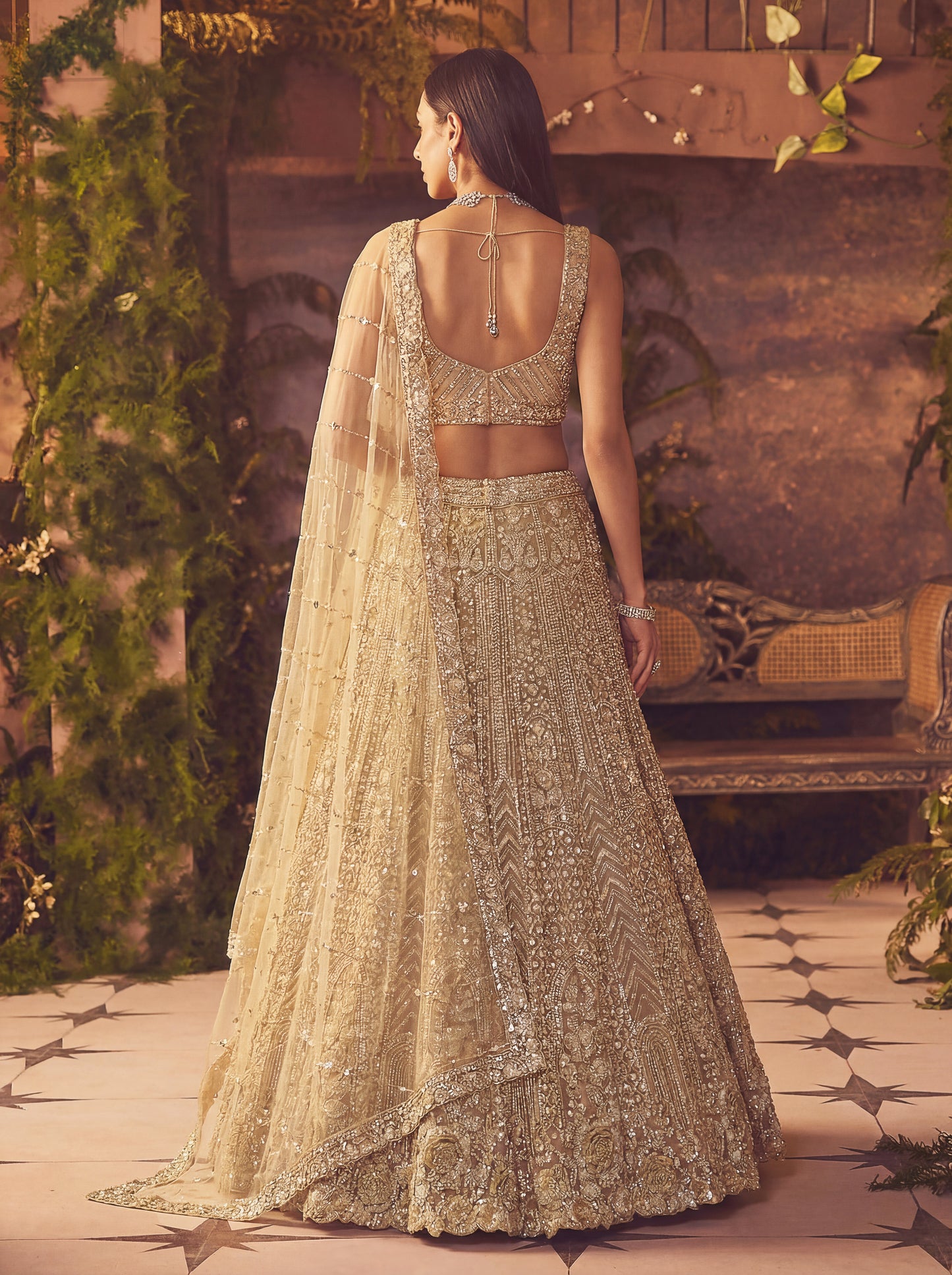 Stunning Sober Golden Party Wear Lehenga Choli