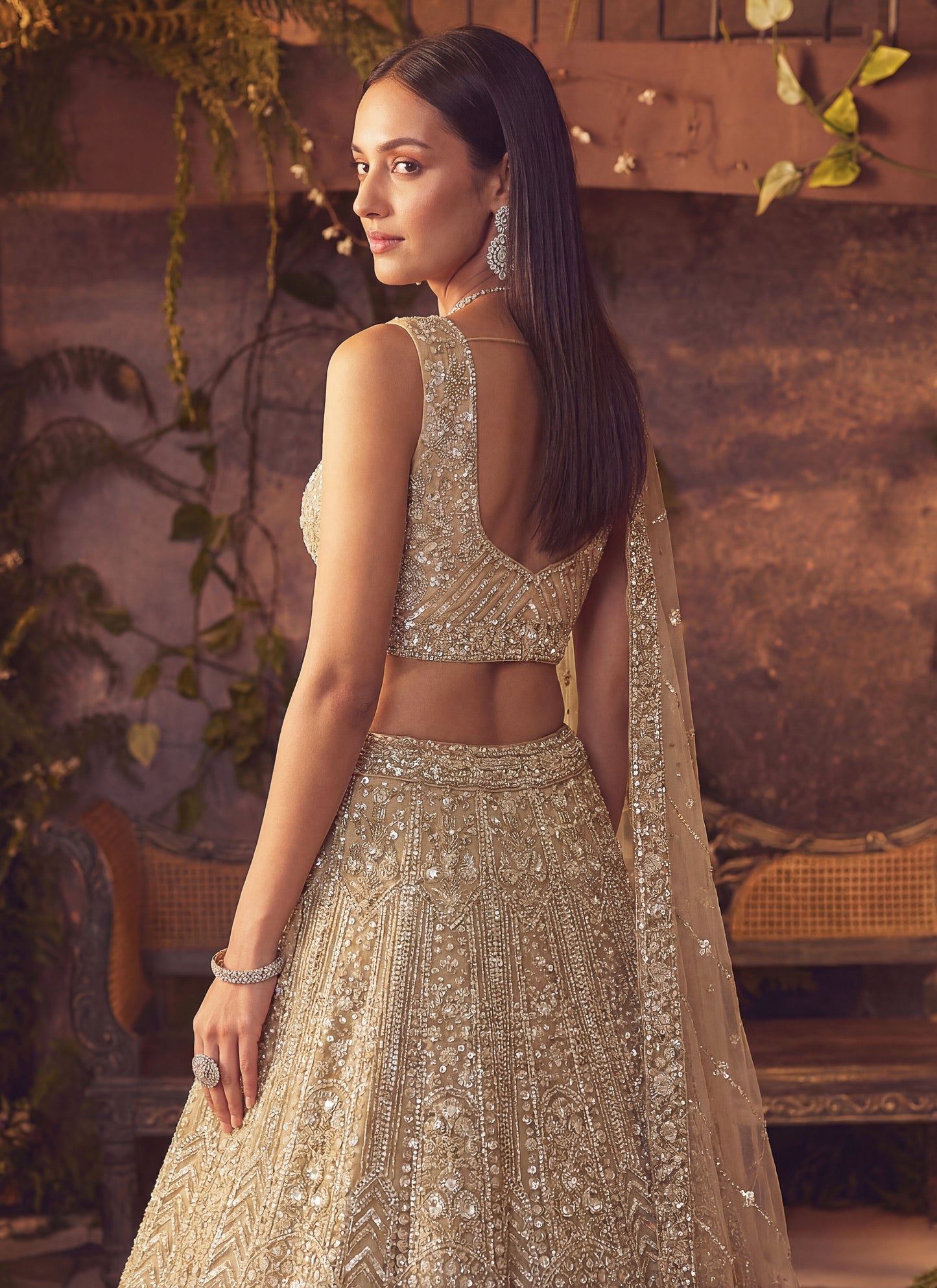 Stunning Sober Golden Party Wear Lehenga Choli
