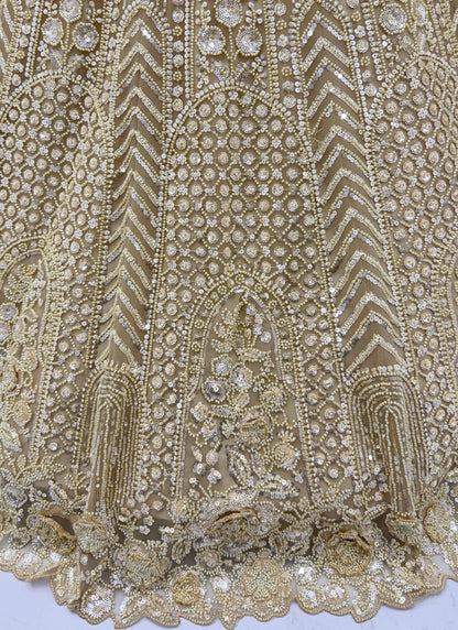 Stunning Sober Golden Party Wear Lehenga Choli