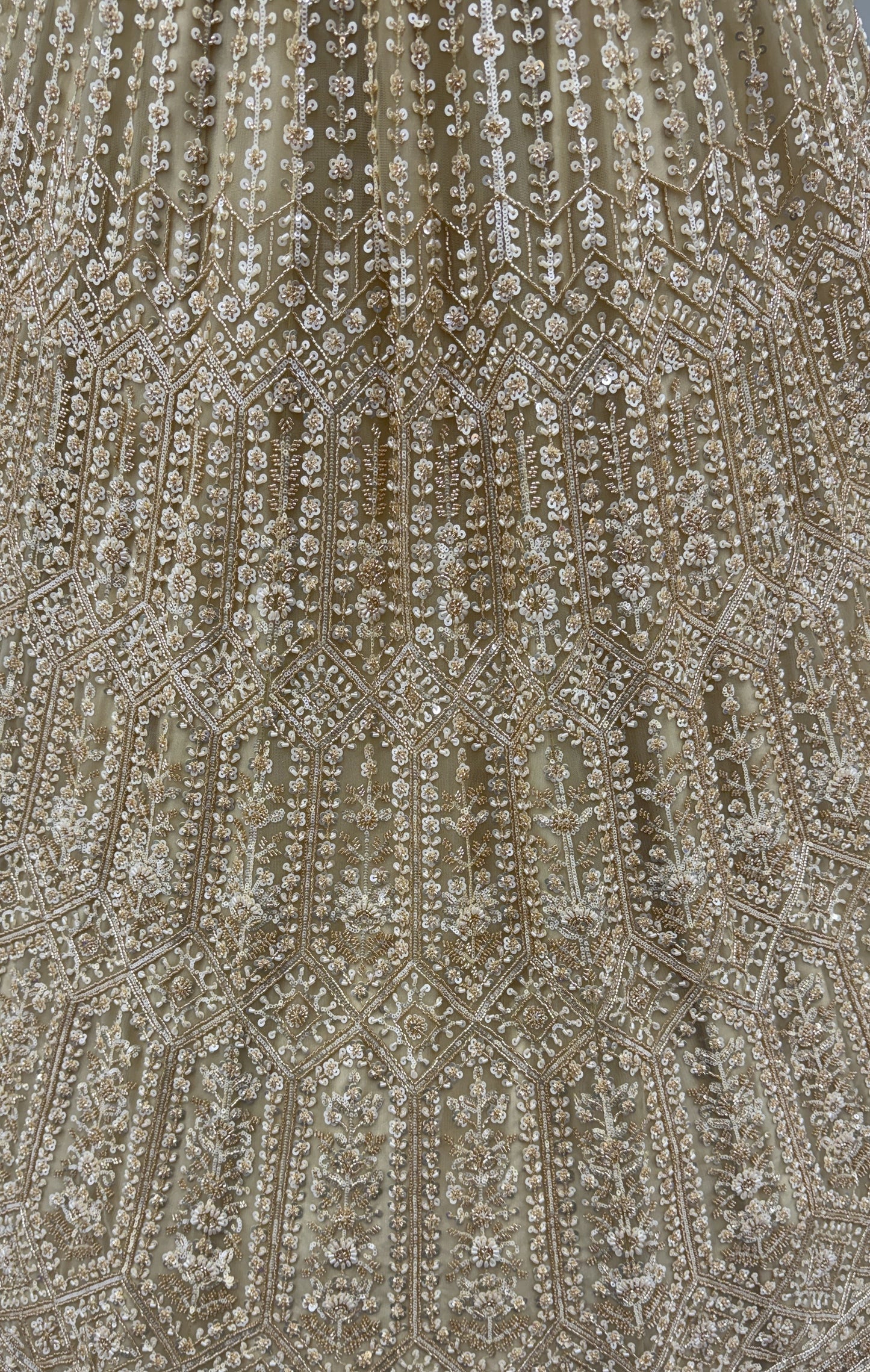 Beads and Motif Work Golden Lehenga choli with Designer Dupatta
