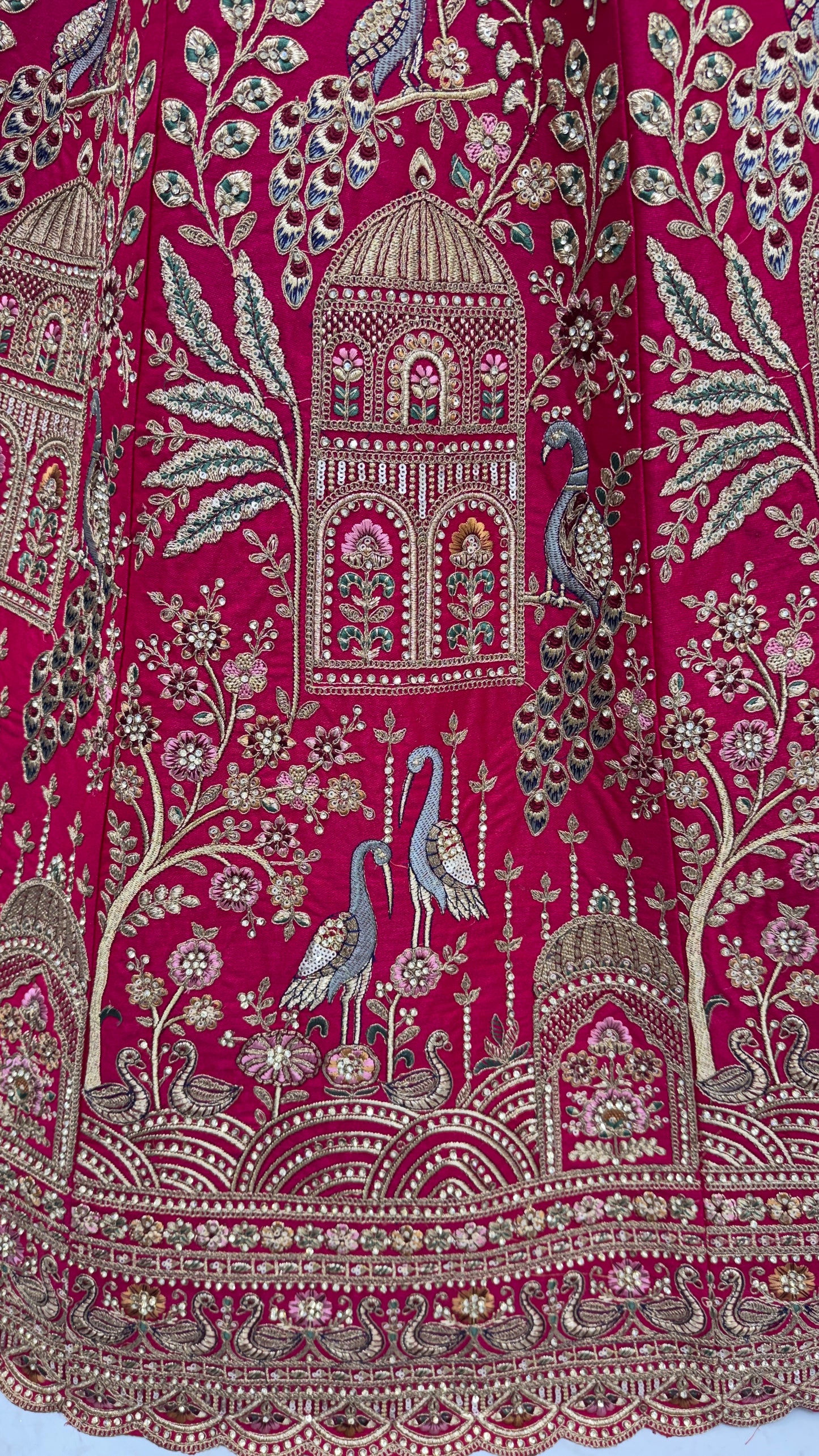 Abstract Pattern and Peacock Embroidered Double dupatta designed Lehenga Choli