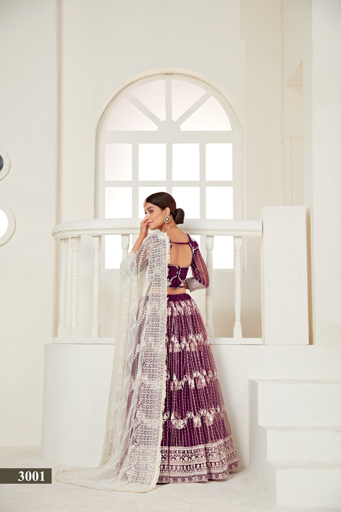 Imperial Wine Embroidered Lehenga