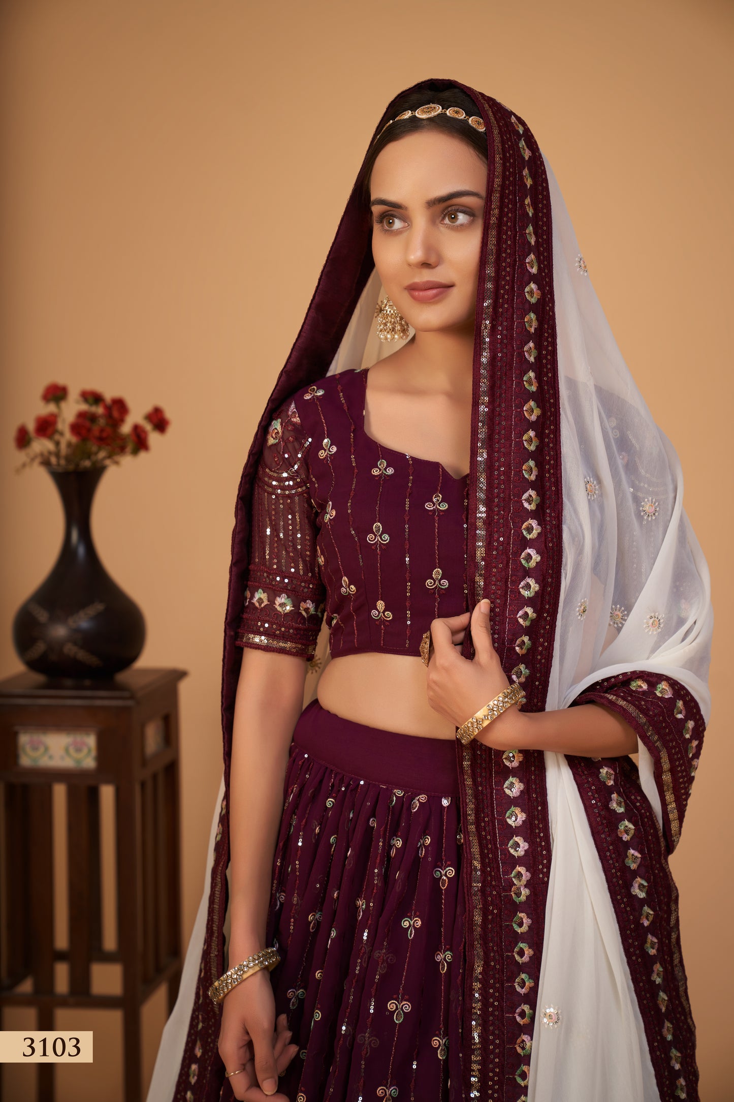 Zoya Wine Elegance Lehenga