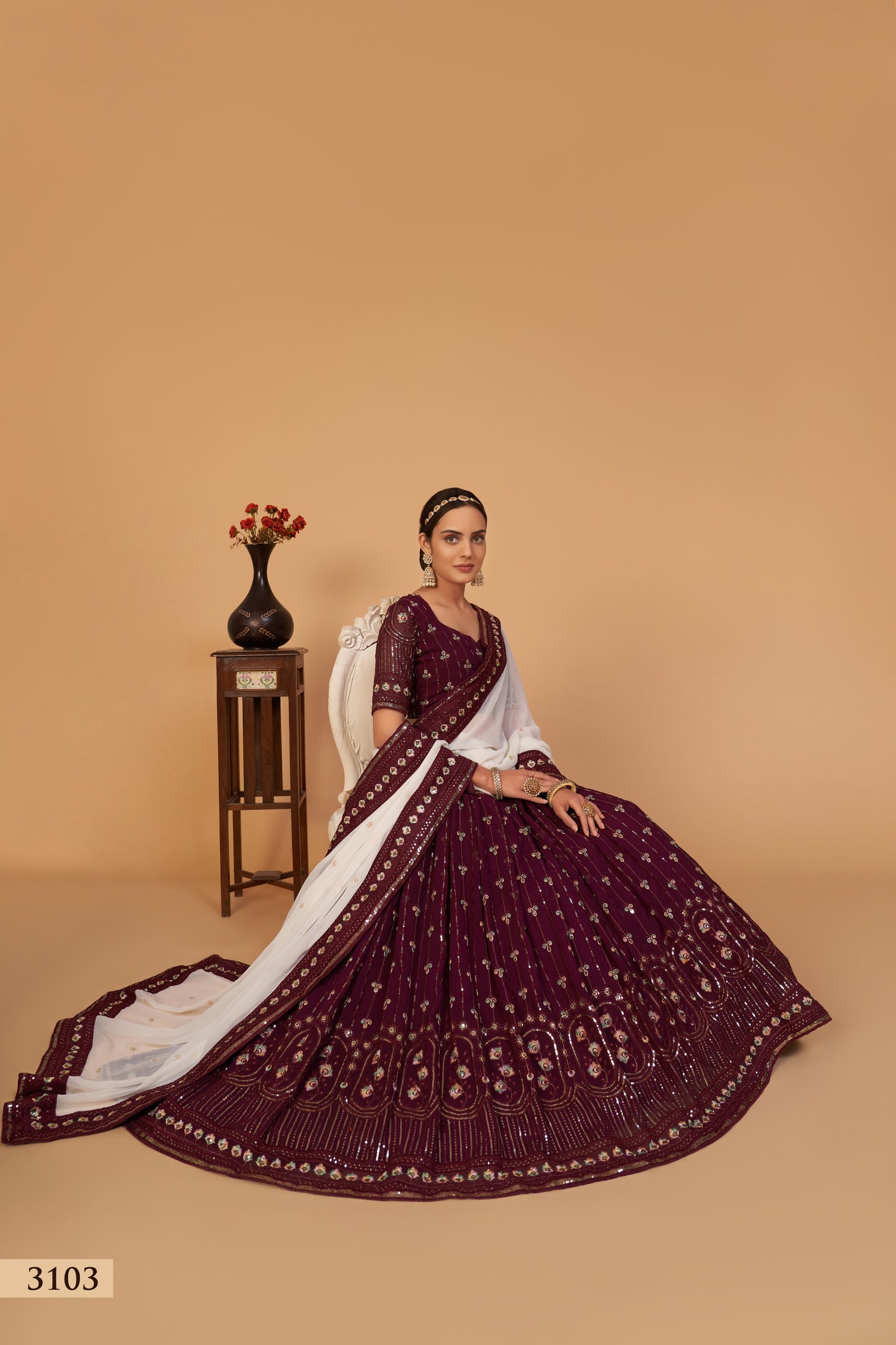 Zoya Wine Elegance Lehenga