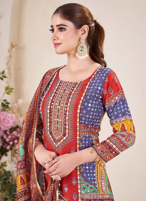 Multicolor  MOST VIRAL PAKISTANI SUIT WITH DUPATTA SET